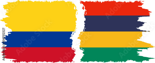 Free Download Mauritius and Colombia grunge flags connection, vector - GFXLoad