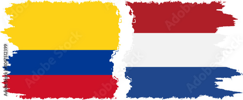 Netherlands and Colombia grunge flags connection, vector Free Download Netherlands and Colombia grunge flags connection, vector - GFXLoad