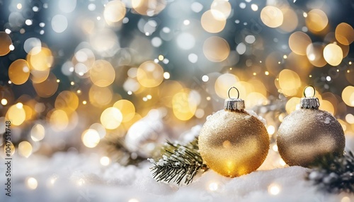Festive Christmas Ornaments with Colorful Bokeh Lights, Gold, colorful, Christmas tree
