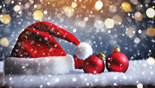 Festive Christmas Ornaments with Colorful Bokeh Lights