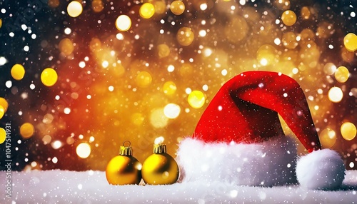 Festive Christmas Ornaments with Colorful Bokeh Lights, Gold, colorful, Christmas tree