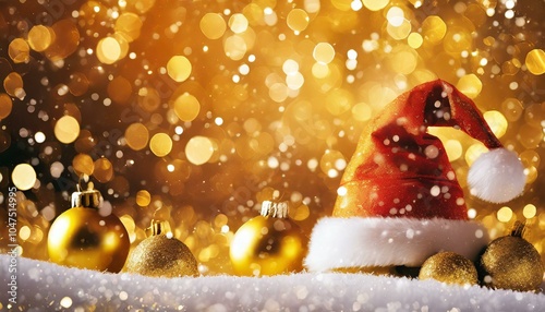 Festive Christmas Ornaments with Colorful Bokeh Lights, Gold, colorful, Christmas tree
