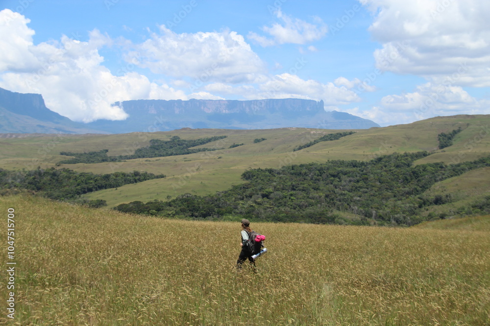 mulher em trekking até o monte roraima, venezuela mulher em trekking até o monte roraima, venezuela