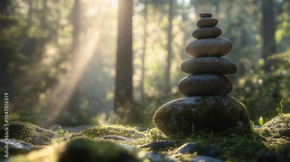 Obraz premium Zen Stones in a Forest