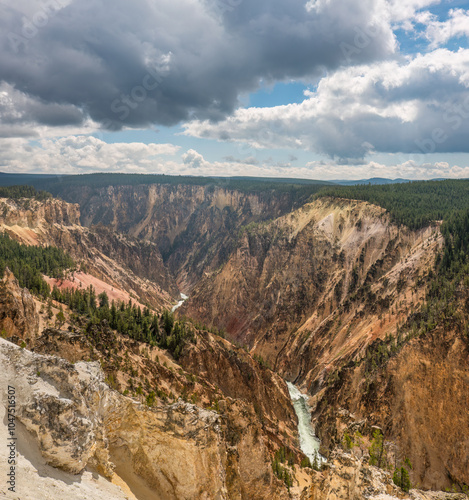 Grand Canyon of the Yellowstone River from Grand View point on the north rim trail	 photo