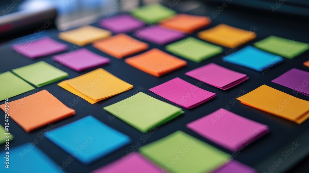 Colorful Sticky Notes on a Dark Surface