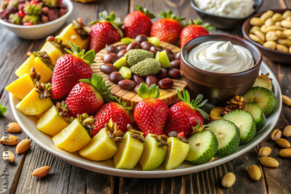 Fotografie chocolate dipped fruit platter a variety of fresh.