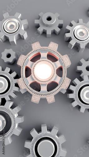 Gear wheels as symbol of connection and communication between people isolated with white highlights, png photo