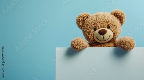 Adorable Bear Behind a Blank Canvas