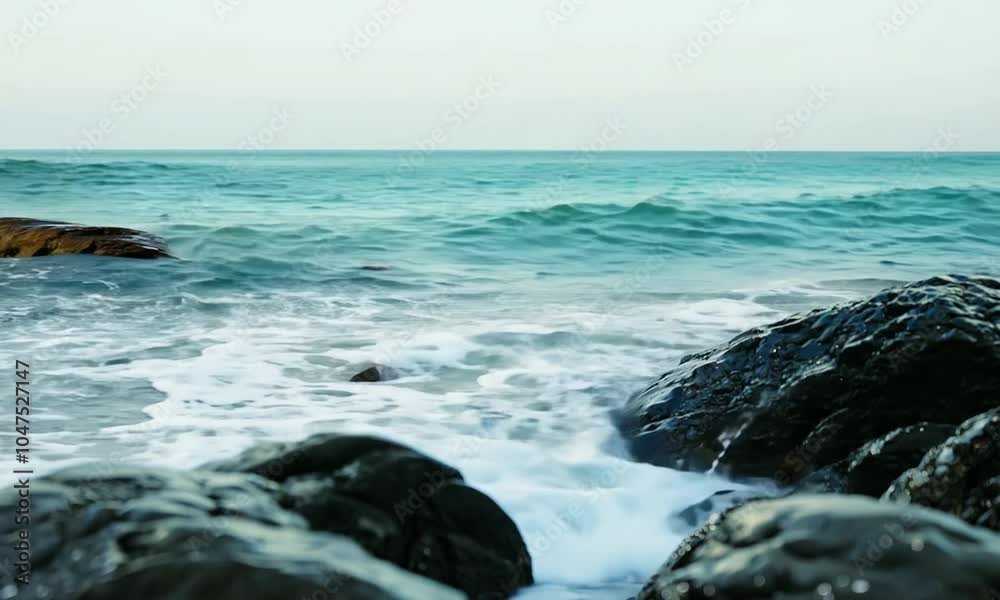 Ocean Waves Gently Splashing Against Rocks Ocean Waves Gently Splashing Against Rocks