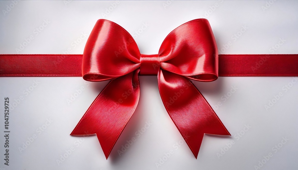 Elegant red ribbon with beautiful bow on a white background, perfect for gift wrapping and festive decorations