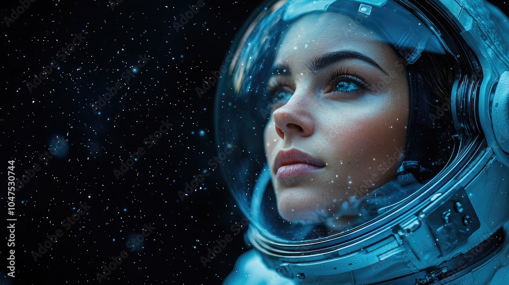 Female Astronaut Exploring the Cosmic Vastness Female Astronaut Exploring the Cosmic Vastness