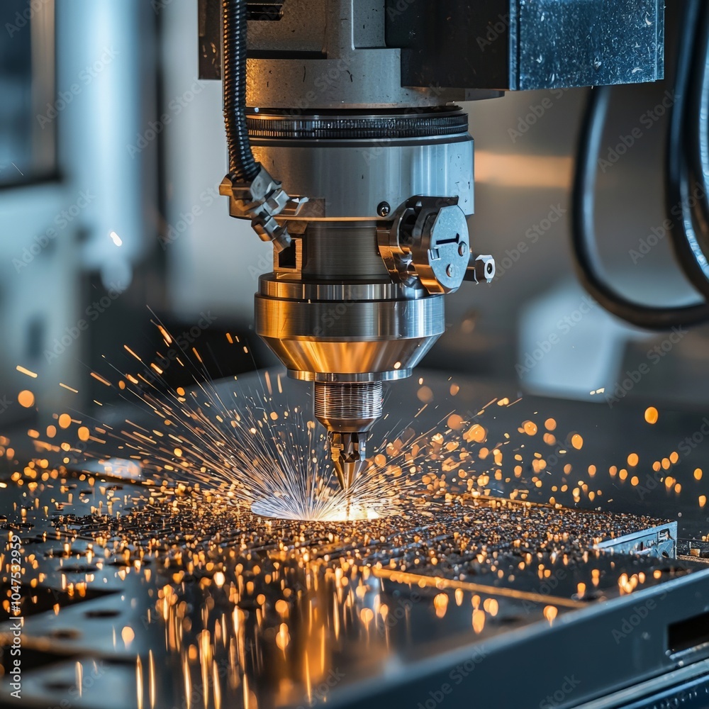 Precision engineering, close-up of a CNC machine cutting metal, detailed Precision engineering, close-up of a CNC machine cutting metal, detailed