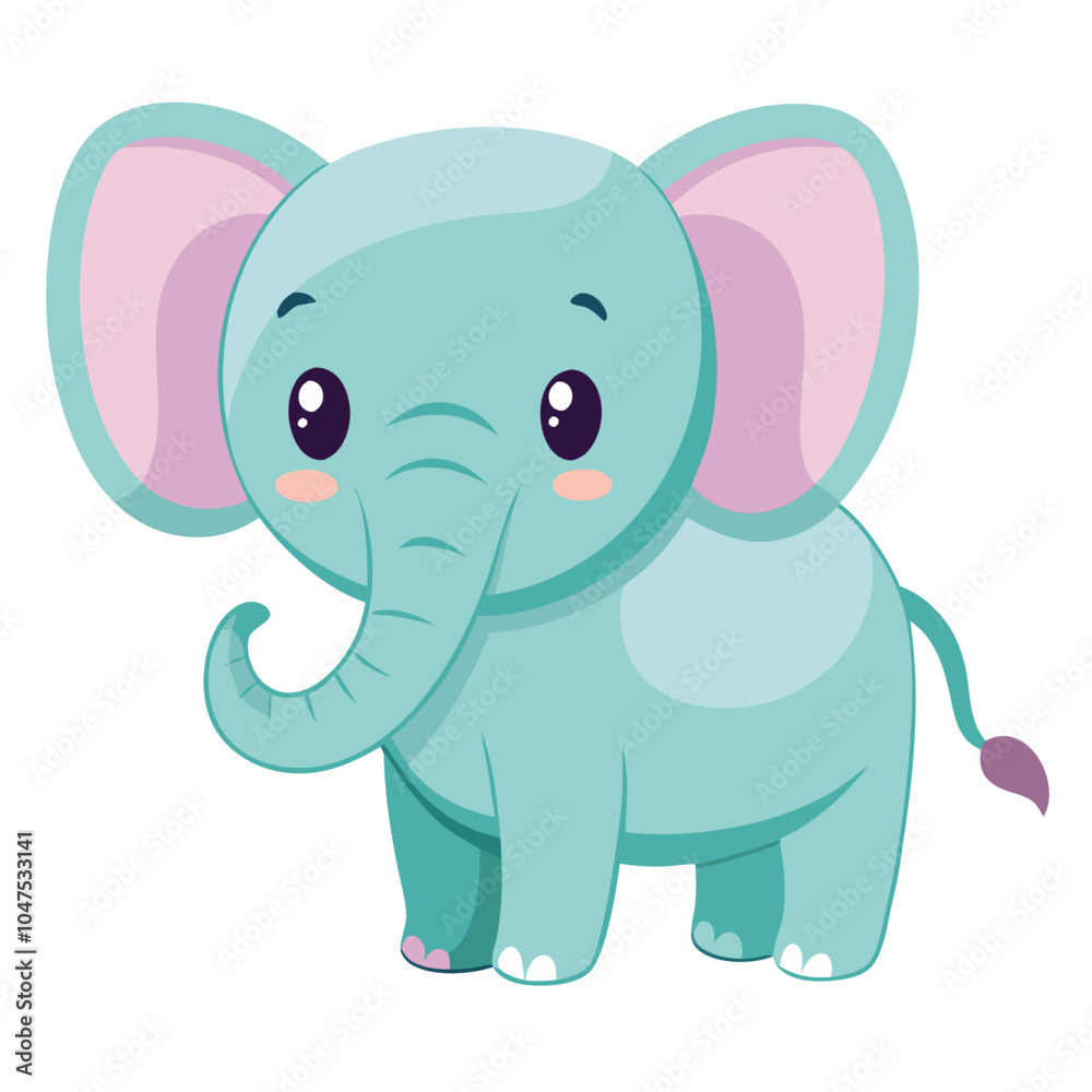 Naklejka premium Cute Elephant on White Background