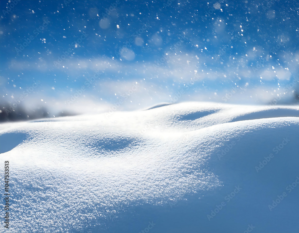 Obraz premium Snow falls gently on a blanket of white snowdrifts in a serene winter wonderland scene with_1(570)