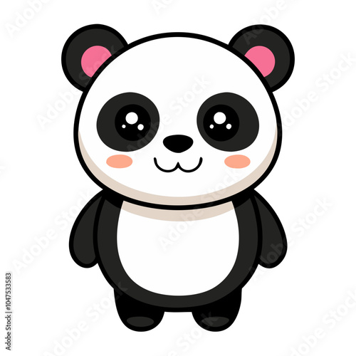 Adorable Panda Cub on White Background