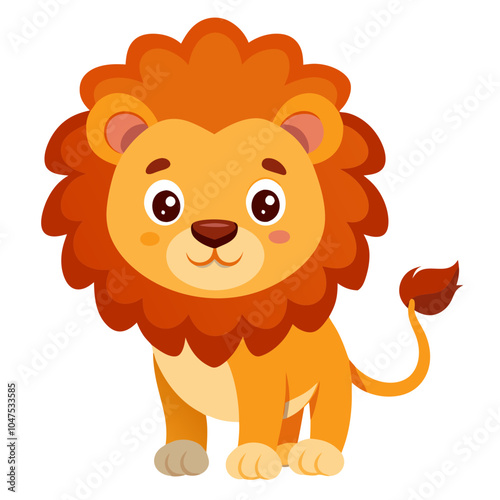 Cute Lion Cub on White Background