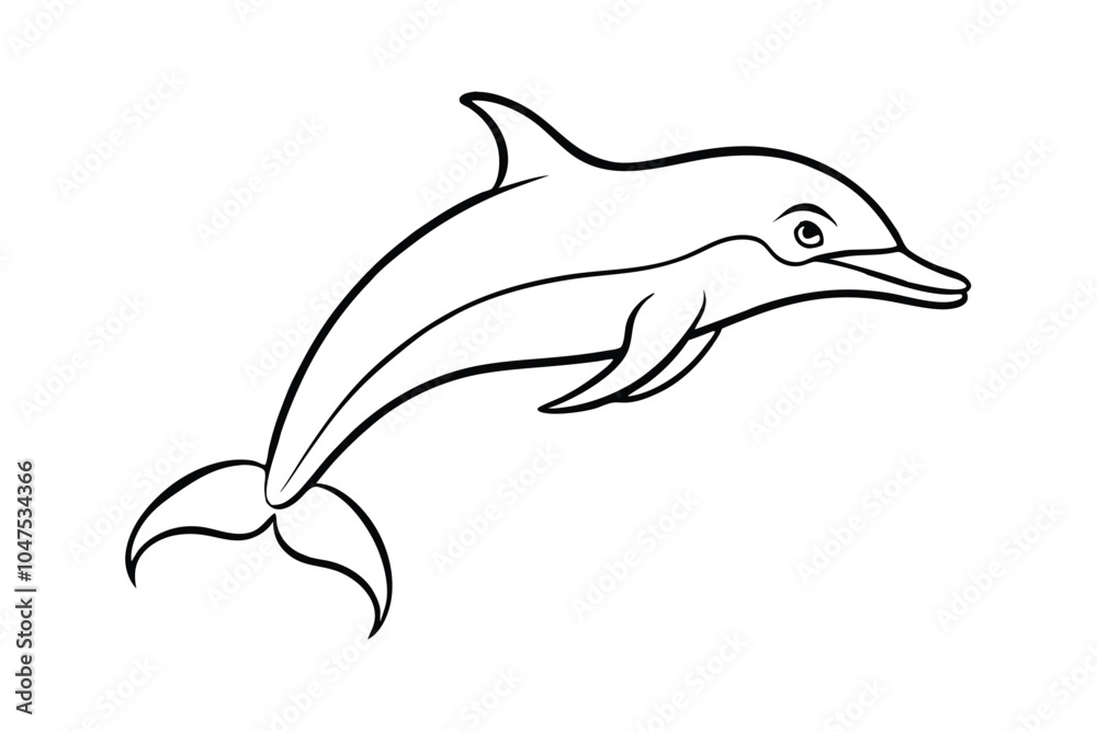 Fototapeta premium Dolphin Silhouette Line Art Vector – Minimalist Marine Icon on White Background for Ocean and Aquatic Design