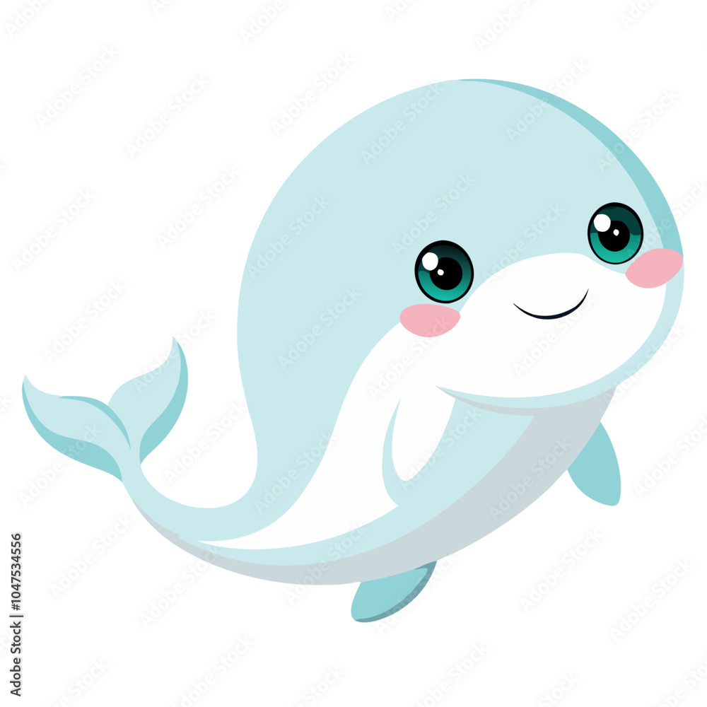 Fototapeta premium Cute Whale on White Background