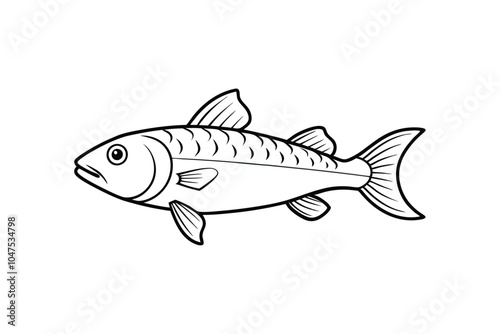 Fish Line Art Vector Illustration – Minimalist Ocean and Aquatic Design for Coastal and Marine Wildlife Art photo