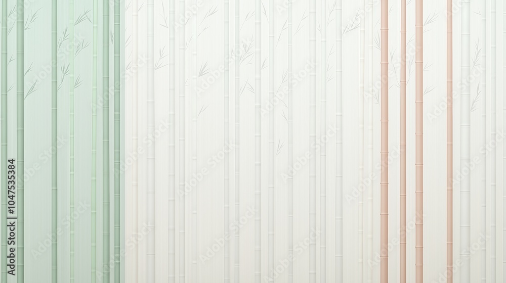Wall with a green stripe and white stripes. The stripes are made of bamboo Wall with a green stripe and white stripes. The stripes are made of bamboo