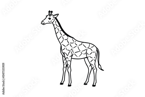 Cute Giraffe Line Art Vector Illustration – Adorable and Minimalist Wildlife Design for Kids and Nature Art photo