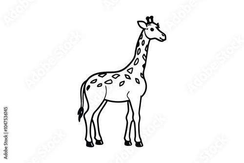 Cute Giraffe Line Art Vector Illustration – Adorable and Minimalist Wildlife Design for Kids and Nature Art photo