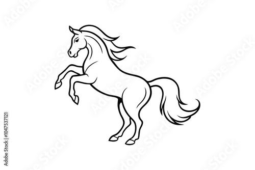 Jumping Horse Line Art Vector Illustration – Graceful and Dynamic Equine Design for Elegant and Spirited Art photo