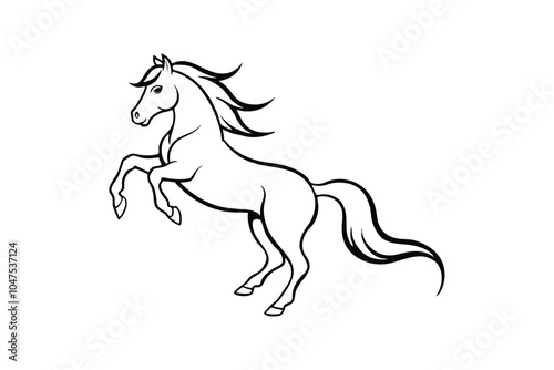 Jumping Horse Line Art Vector Illustration – Graceful and Dynamic Equine Design for Elegant and Spirited Art photo