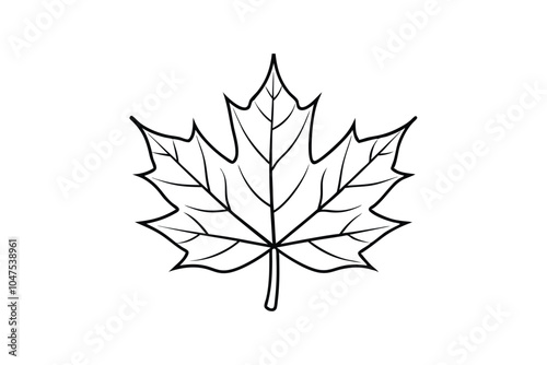 Continuous One-Line Maple Leaf Vector – Minimalist and Elegant Black Outline Illustration for Nature and Seasonal Art photo