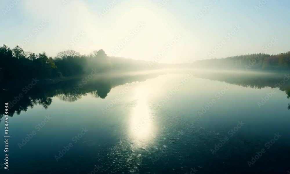 Morning Mist Hovering Over a Quiet River Morning Mist Hovering Over a Quiet River