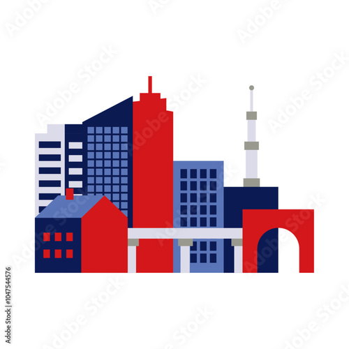 City landscape color illustration