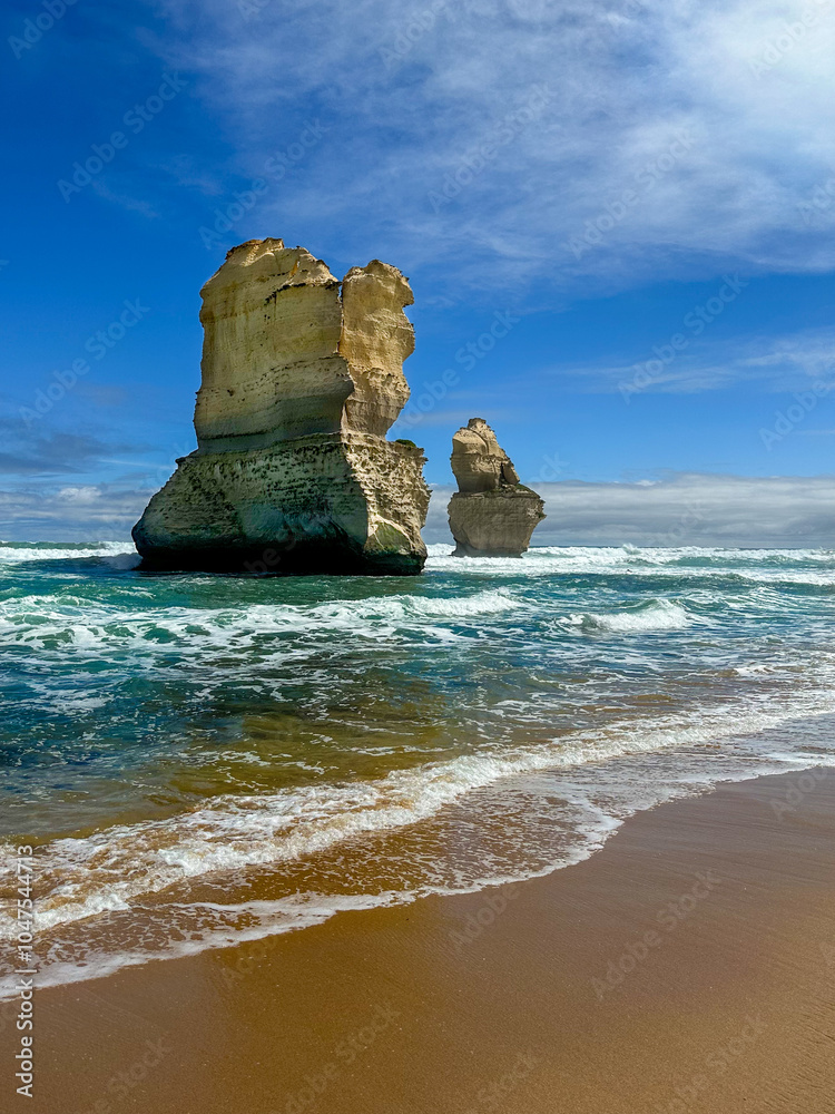 Two Stone Towers Of The Twelve Apostles Marine National Park In Australia Two Stone Towers Of The Twelve Apostles Marine National Park In Australia