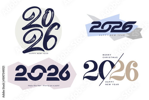 Set of 2026 Design, flat style. simple, Template for calendar design, website, social media, news, content, infographic. Holidays element. Collection of Happy New Year, graphic vector design element.