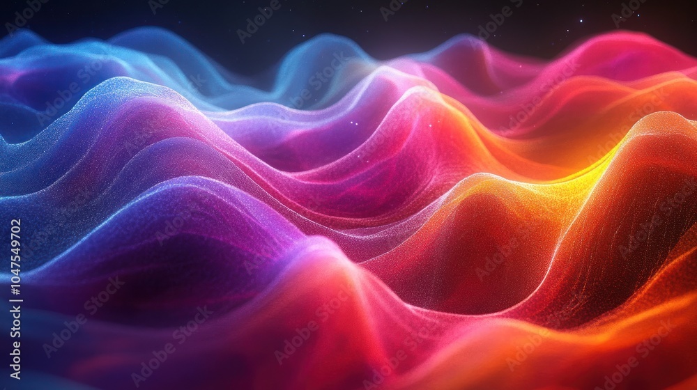 Abstract colorful waves with glowing particles. Abstract colorful waves with glowing particles.