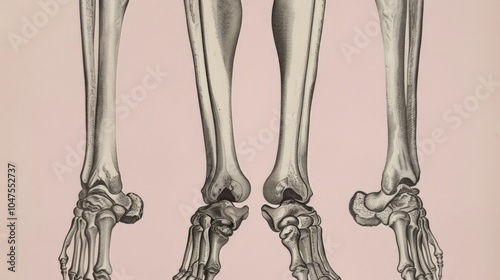 Rickets in Children with Bowed Tibia and Fibula, displaying the physical effects of vitamin D deficiency, highlighting bone deformities in a clinical context.