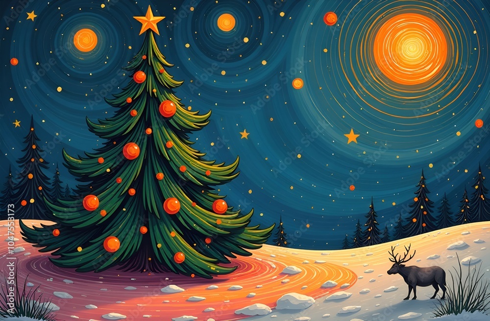 Fototapeta premium An illustration of a Christmas tree. High quality photo