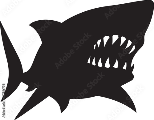 angry shark logo silhouette vector art illustration