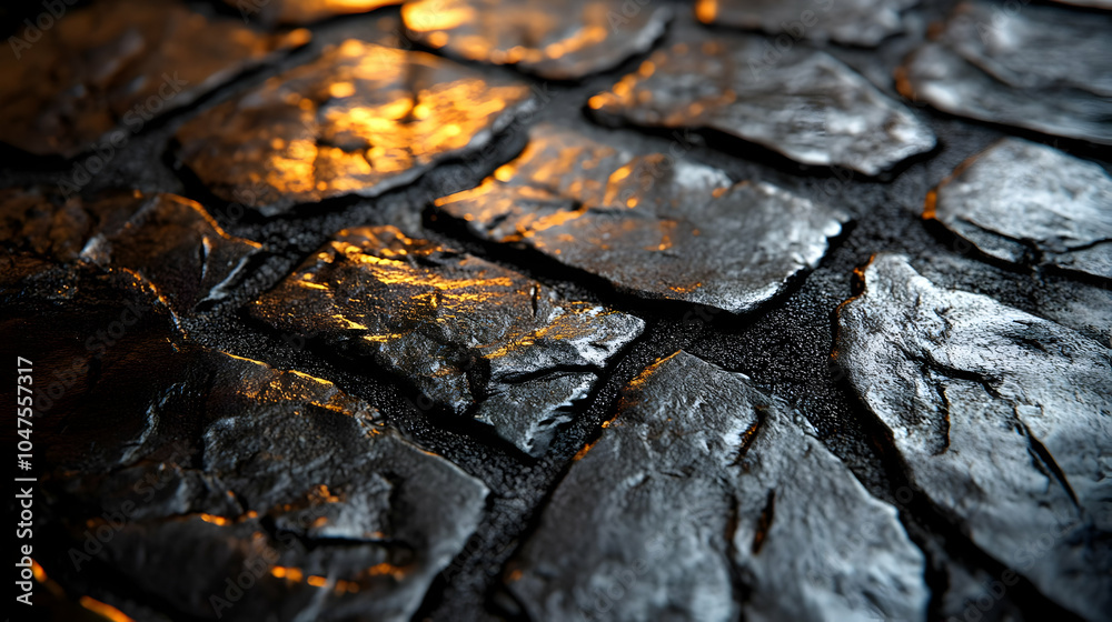 Close Up of Dark Grey Stone Texture with Warm Light Close Up of Dark Grey Stone Texture with Warm Light