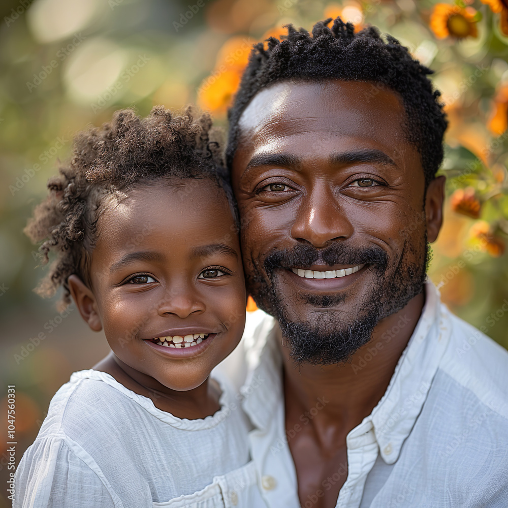 Portrait of a cheerful father and daughter enjoying time together outdoors, creating a heartwarming scene of family bonding Portrait of a cheerful father and daughter enjoying time together outdoors, creating a heartwarming scene of family bonding