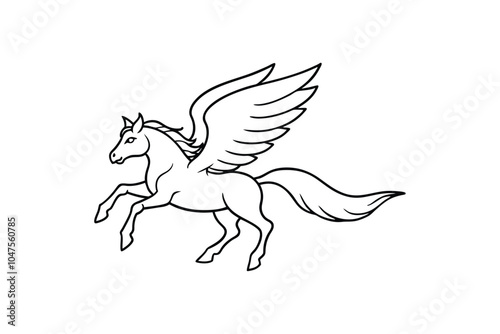 Pegasus Horse Vector Illustration – Majestic Winged Creature Design for Mythical and Fantasy Branding