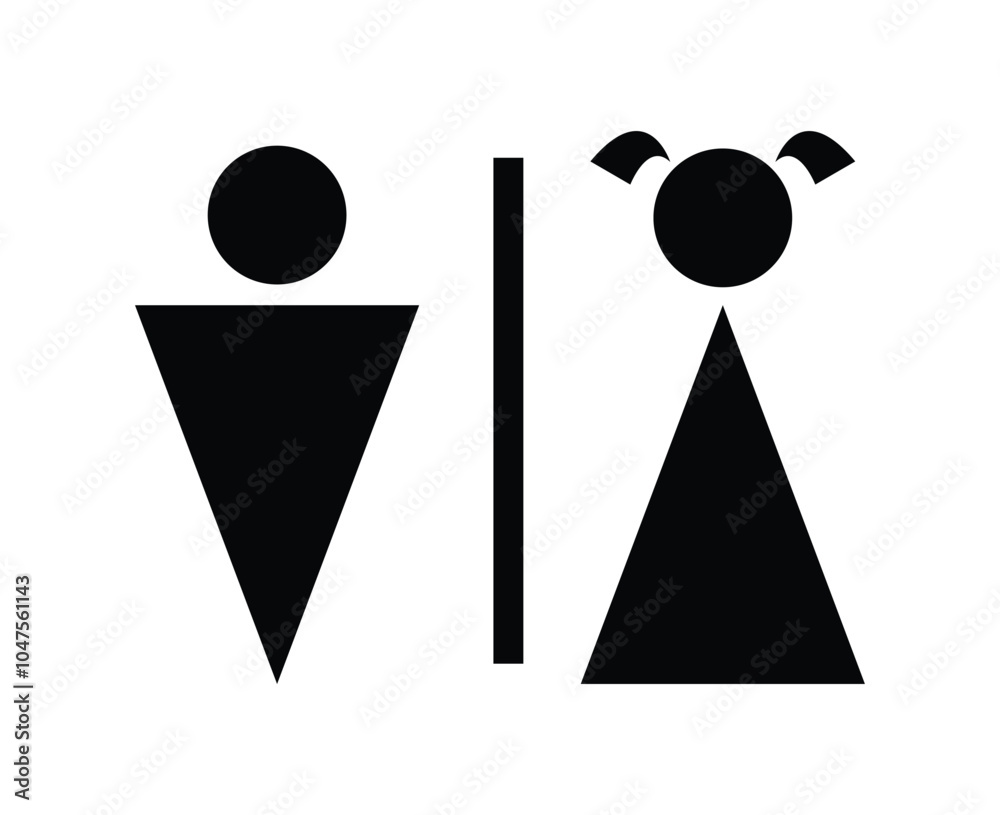 Man and woman restroom icon isolated on white background. Symbol silhouette male and female. WC toilet icon trendy flat style. Toilet sign, pictogram. Black and white. Man and woman restroom icon isolated on white background. Symbol silhouette male and female. WC toilet icon trendy flat style. Toilet sign, pictogram. Black and white.