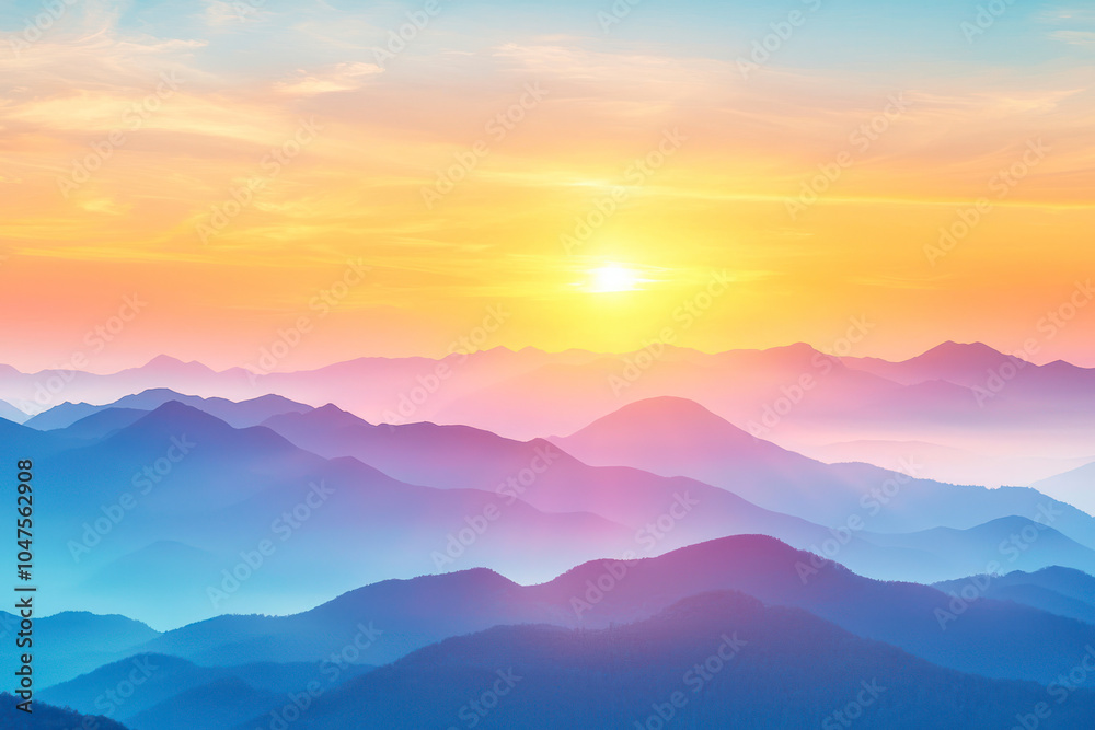 Obraz premium Sunset at mountain peak.