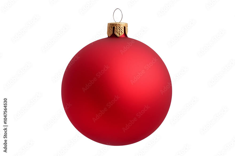 A shiny red Christmas ornament with a glittering texture, isolated on white background. Concept of holiday decoration. A shiny red Christmas ornament with a glittering texture, isolated on white background. Concept of holiday decoration.