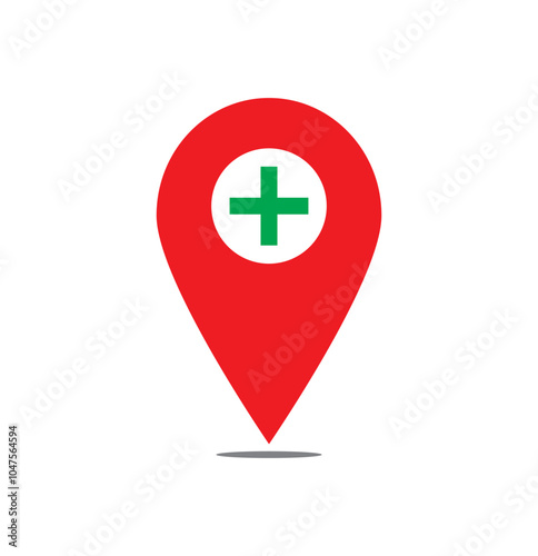 Medical center location icon vector. Doctor location icon vector. Clinic icon. Hospital location icon vector .