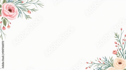 A floral pattern background adorned with intricate and delicate flower illustrations in soft shades of pink and blue, creating a serene and elegant design.