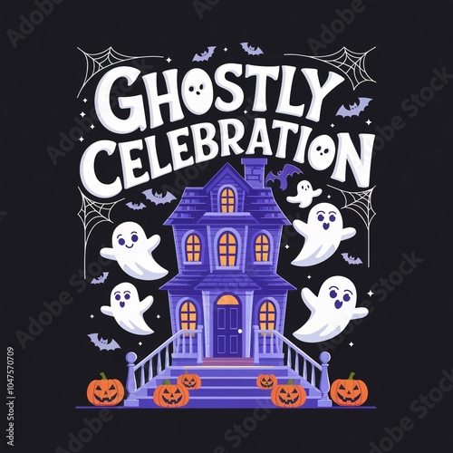 Halloween party poster that says Ghostly celebration