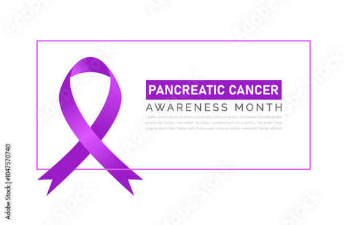 Purple Ribbon Pancreatic Cancer Awareness Design Template Pancreatic Cancer Awareness Horizontal Banner Design with Purple Ribbon and Space for Text Pancreatic Cancer Awareness Month November Vector 