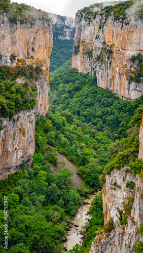 The River Salazar by the Foz  de Arbaiun (Arbayun Gorge) in Sierra de Leyre, Navarre, Spain photo