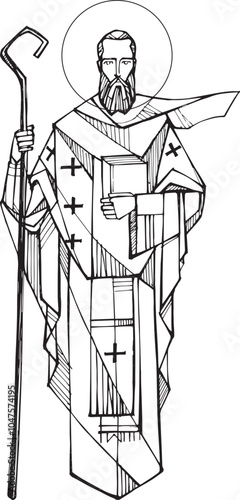 Hand drawn illustration of saint basil